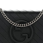 Sakai Be Green Calfskin Diagonal Stitched Blondie Wallet on Chain Black