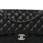 Caviar Quilted Medium Double Flap Black