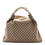 Monogram Large Horsebit Chain Hobo Off White