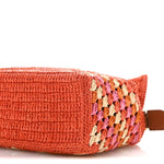 Raffia Crochet Paula's Ibiza Mini Puzzle Edge Bag Bright Orange Pink