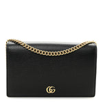 Calfskin Mini GG Marmont Chain Wallet Black