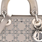 Satin Crystal Cannage Mini Lady Dior Gray