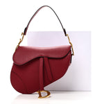 Grained Calfskin Saddle Bag Red