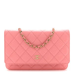 Caviar Quilted Wallet on Chain WOC Pink