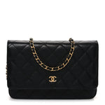 Caviar Quilted Wallet on Chain WOC Black