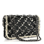 Tweed Patent Quilted Rectangular Flap Black White