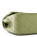 Lambskin Quilted Medium Double Flap Green