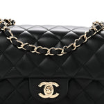 Lambskin Quilted Mini Rectangular Flap Black