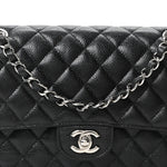 Caviar Quilted Medium Double Flap Black