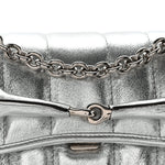 Metallic Nappa Vertical Matelasse Small Maxi Horsebit Chain Shoulder Bag Silver