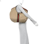 GG Monogram Web Large Giglio Tote Beige Brown