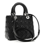 Grained Calfskin Cannage Medium Lady Dior Black