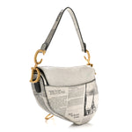 Calfskin Newspaper Printed Saddle Bag Black White