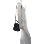 Nylon Vela Saffiano Mini Bucket Crossbody Bag Black