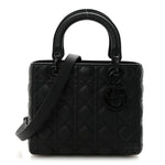 Ultra Matte Calfskin Cannage Medium Lady Dior Black