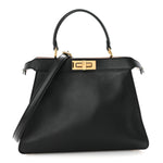 Vitello Seta Shiny Nappa Medium Peekaboo I SEE U Satchel Black Light Rose
