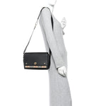 Grainy Calfskin Vintage Check Note Crossbody Bag Black