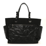 Coated Canvas Quilted Large Paris Biarritz Tote Black