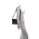 Coated Canvas Calfskin Vintage Check Medium Note Crossbody Bag Black