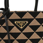 Jacquard Saffiano Triangolo Symbole Embroidered Mini Tote Black Corda
