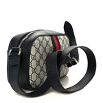 GG Supreme Monogram Textured Dollar Calfskin Web Small Ophidia Camera Bag Beige Blue