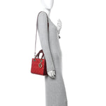 Lambskin Cannage Small Bi-Color Lady Dior Rouge Multicolor