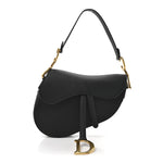 Grained Calfskin Saddle Bag Black