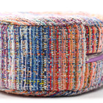 Tweed Quilted Round Clutch With Chain Blue Pink Orange