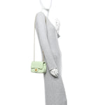 Lambskin Quilted Mini Pearl Crush Flap Light Green