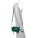 Calfskin Matelasse Small GG Marmont Chain Shoulder Bag Emerald Green