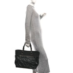 Coated Canvas Quilted Large Paris Biarritz Tote Black