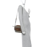 GG Supreme Monogram Small Horsebit 1955 Shoulder Bag Beige Brown Sugar