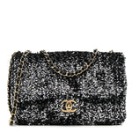 Sequin Quilted Small Single Flap Black White Grey