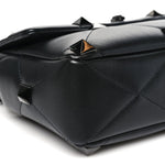 Nappa Monochrome Large Roman Stud Shoulder Bag Black