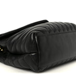 Grain de Poudre Calfskin Y Quilted Monogram Medium Loulou Chain Satchel Black