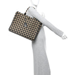 Jacquard Saffiano Triangolo Symbole Embroidered Large Tote Black Corda