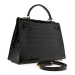 Shiny Alligator Kelly Sellier 32 Black