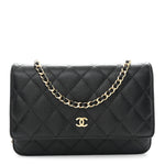 Caviar Quilted Wallet on Chain WOC Black