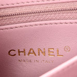 Crumpled Lambskin Quilted Mini CC Links Top Handle Flap Light Pink