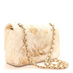 Denim Floral Printed Medium Double Flap Beige