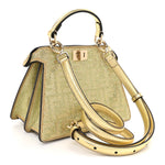 Crystal Vitello Laminato FF Petite Peekaboo I SEE U Satchel Crystal Platinum Light Gold