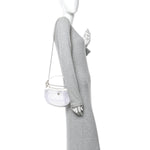 Mesh Shiny Lambskin Chain Hobo White