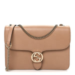 Dollar Calfskin Interlocking G Shoulder Bag Camelia