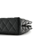 Shiny Aged Calfskin Quilted Nano Kelly Shopper Black