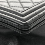 Calfskin Quilted Large Boy Flap Black