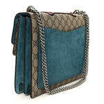 GG Supreme Monogram Angry Cat Embroidered Medium Dionysus Shoulder Bag Beige Ultramarine