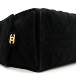 Suede Quilted Medium Chanel 25 Handbag Black