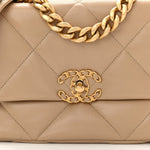 Lambskin Quilted Medium Chanel 19 Flap Dark Beige