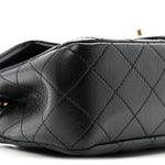 Lambskin Quilted Mini Rectangular Pearl Crush Flap Black