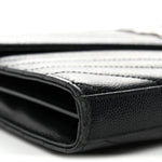Grain De Poudre Matelasse Chevron Monogram Chain Wallet  Black
